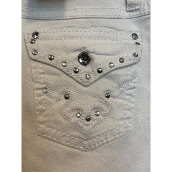 Earl Jean Womens White Bootcut Jeans Size 16 Rhinestone Detailing Cotton/Spandex - Picture 8 of 8